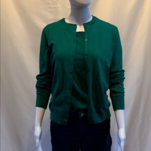 J. Crew - Vibrant Green Classic Cardigan and Shell Set, Size Medium